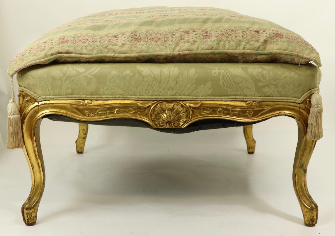 Carved Gilt Stool Ottoman Footrest Louis XV Style 3