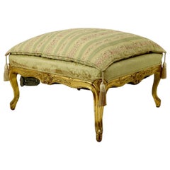 Carved Gilt Stool Ottoman Footrest Louis XV Style