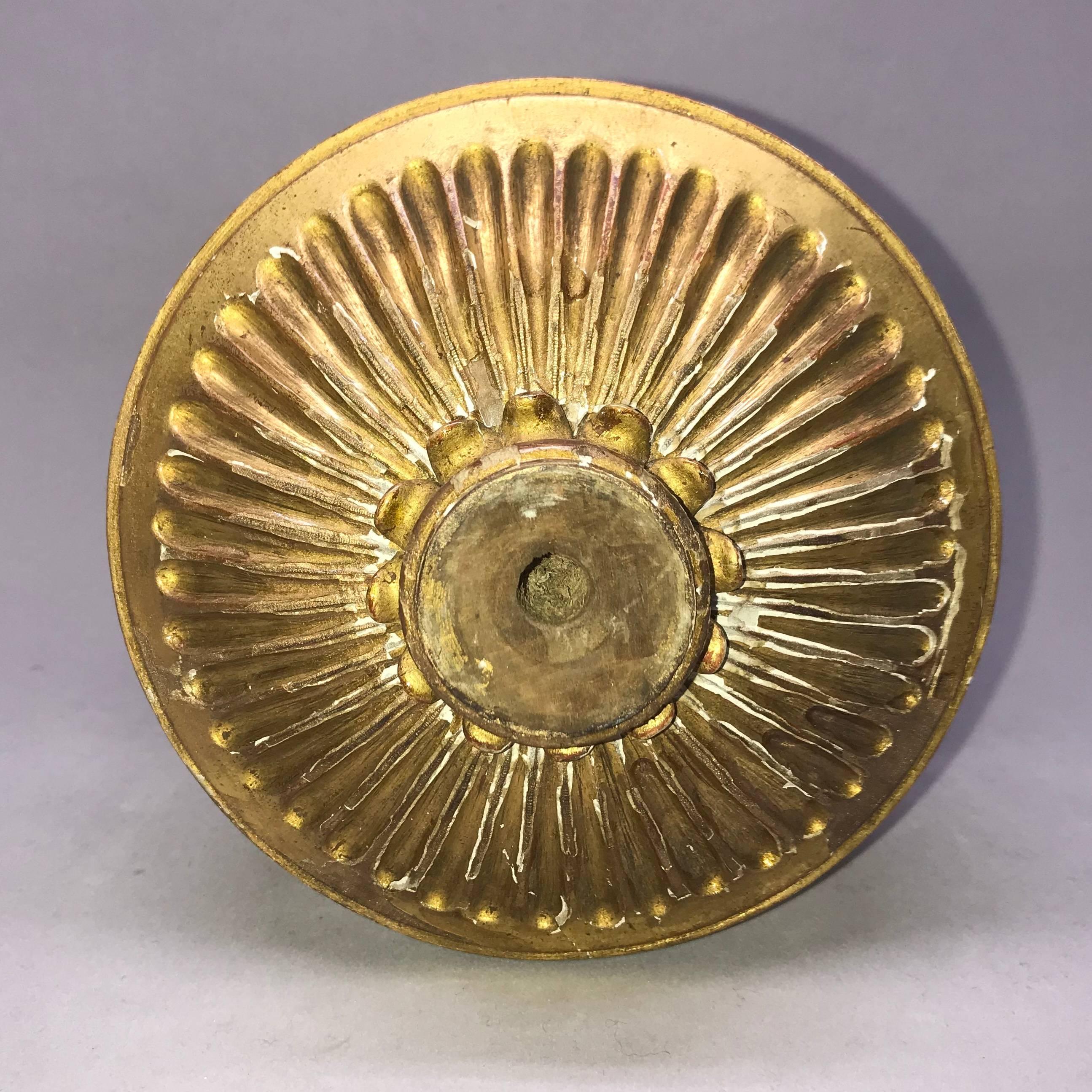 Hand-Carved Carved Gilt-Wood Sunflower Finial Ornament For Sale