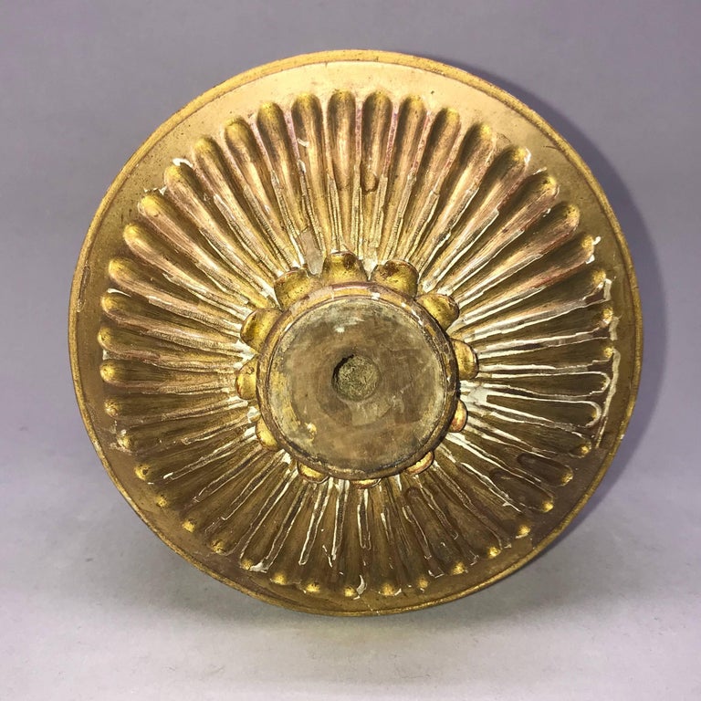 Carved GiltWood Sunflower Finial Ornament For Sale at 1stDibs