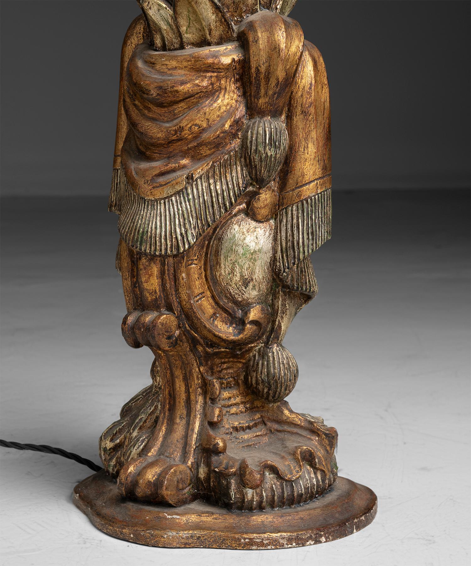 Carved Gilt Wood Floor Lamp, Italy circa 1950 1