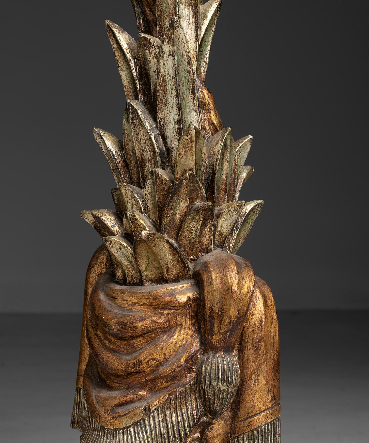 Carved Gilt Wood Floor Lamp, Italy circa 1950 2