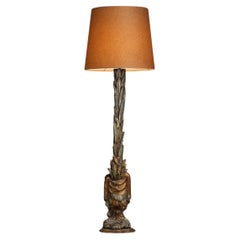 Carved Gilt Wood Floor Lamp, Italy circa 1950