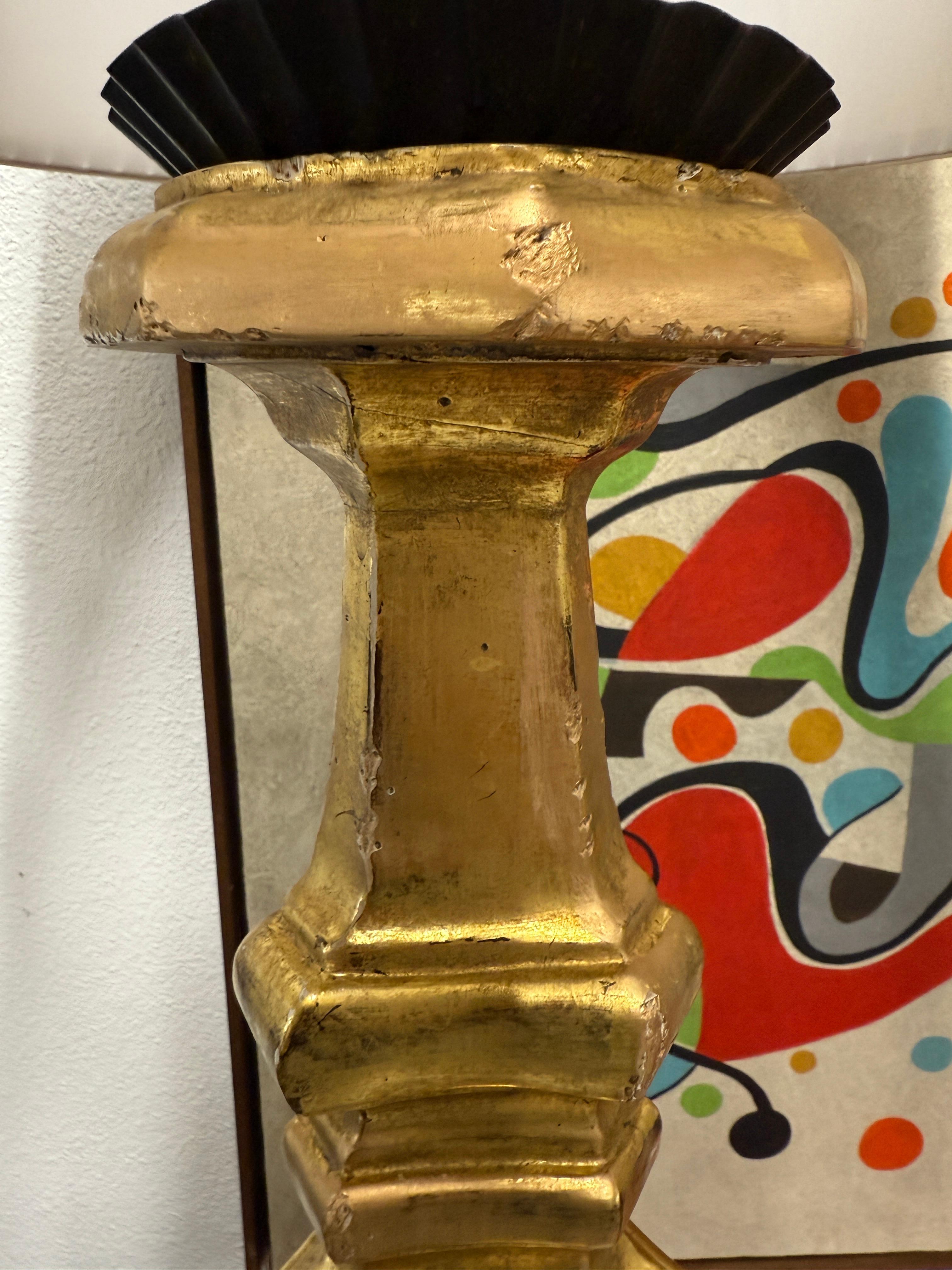 Mid-20th Century Carved Gilt Wood Italian Tall Lamps For Sale