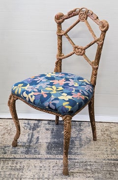 Carved Gilt Wood Knotted Rope and Tassel Motif Chair, Dorothy Draper