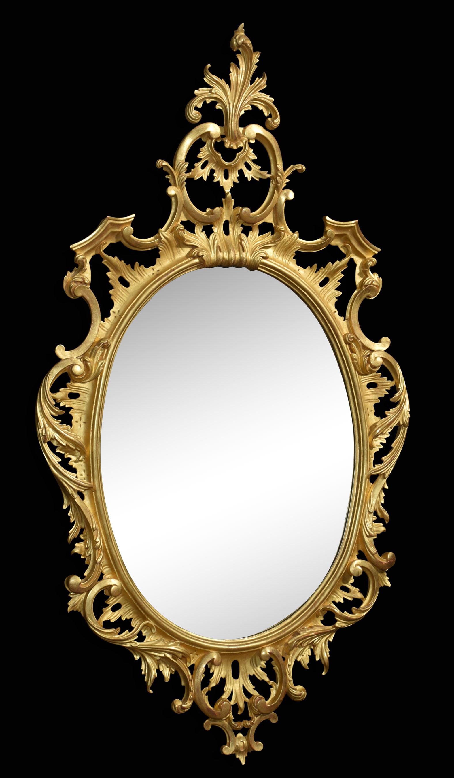Giltwood Carved gilt-wood oval wall mirror For Sale