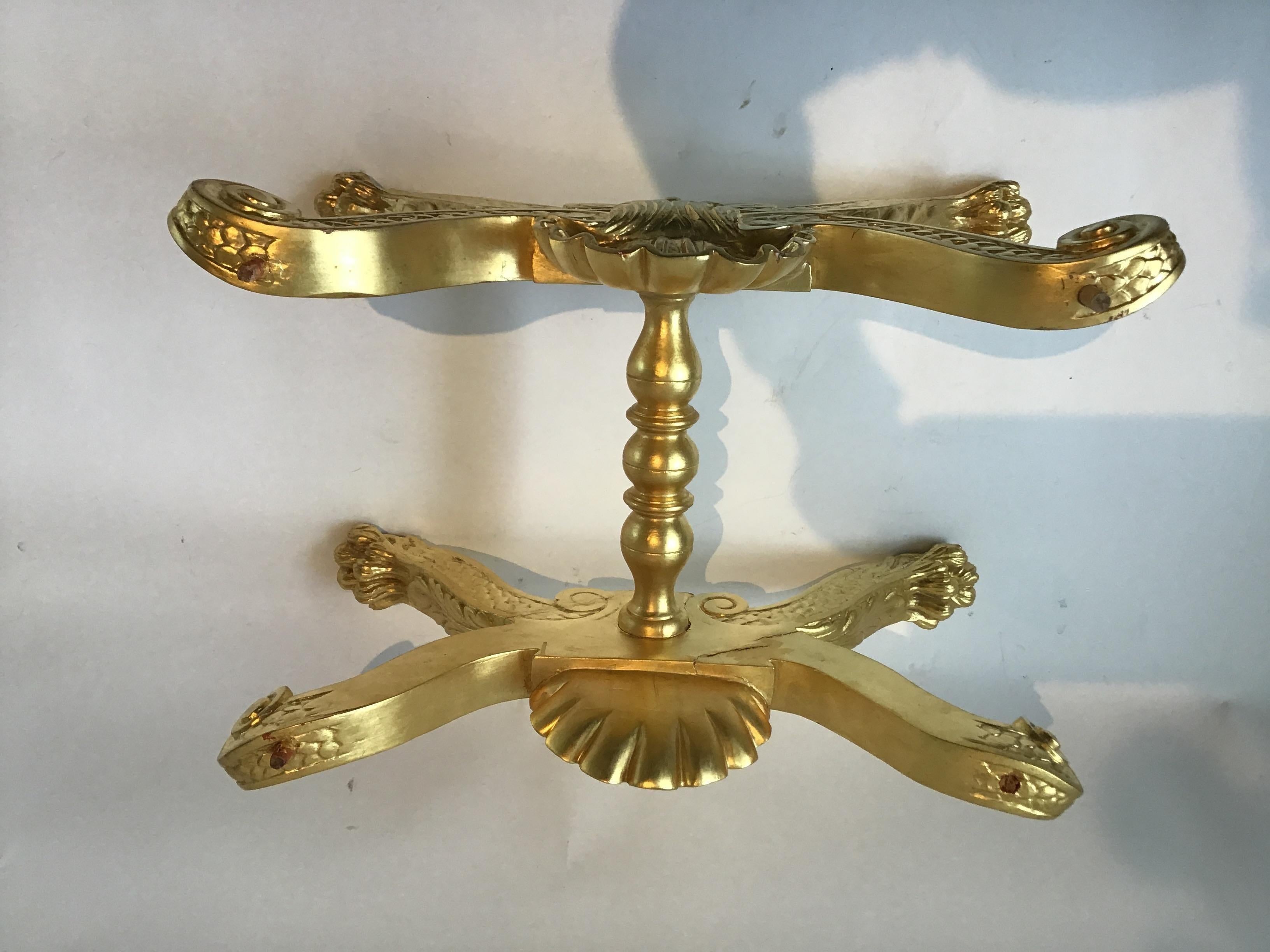Carved Gilt Wood Rococo Lion Paw Bench For Sale 1
