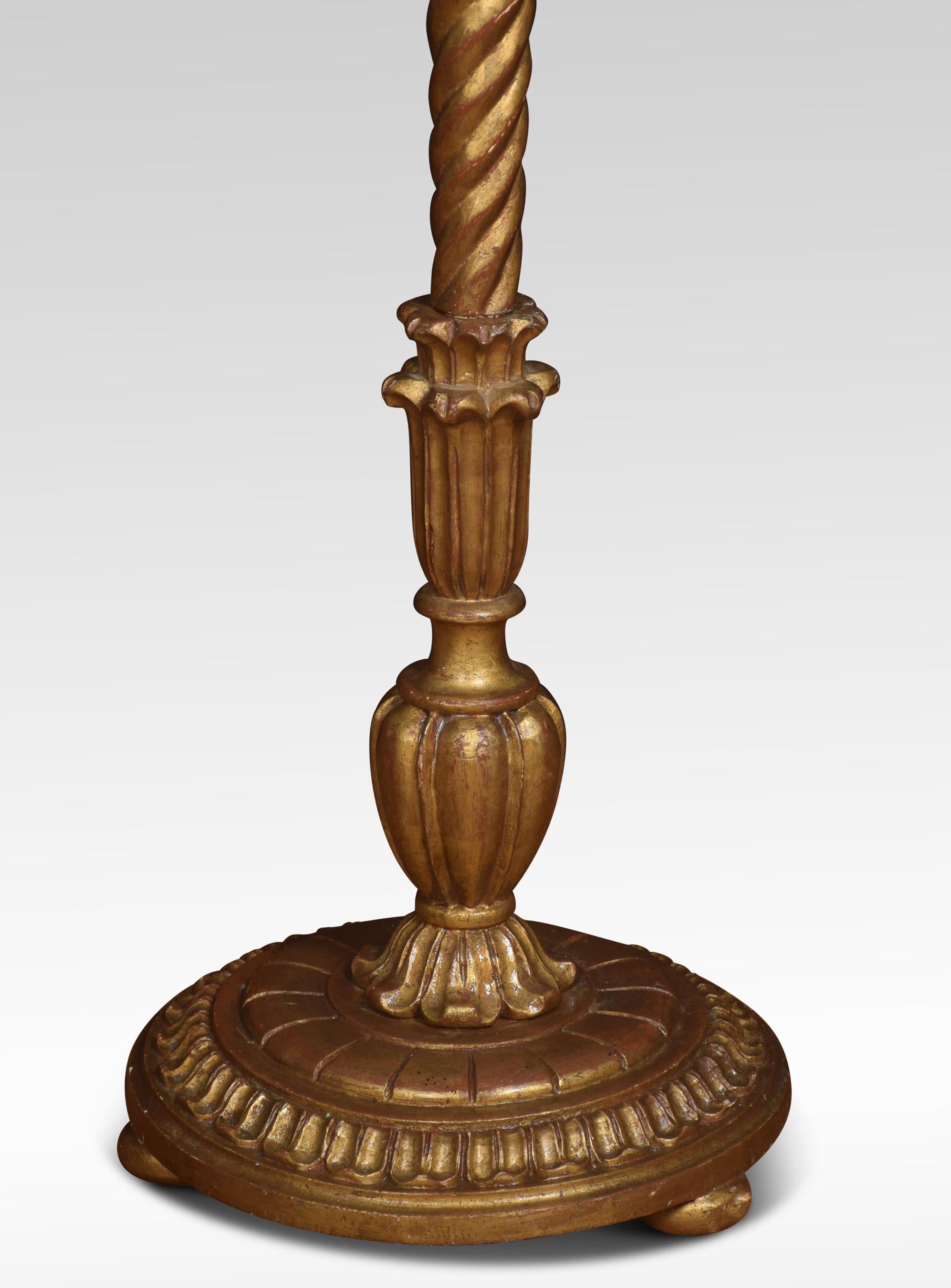 British Carved Gilt Wood Standard Lamp For Sale