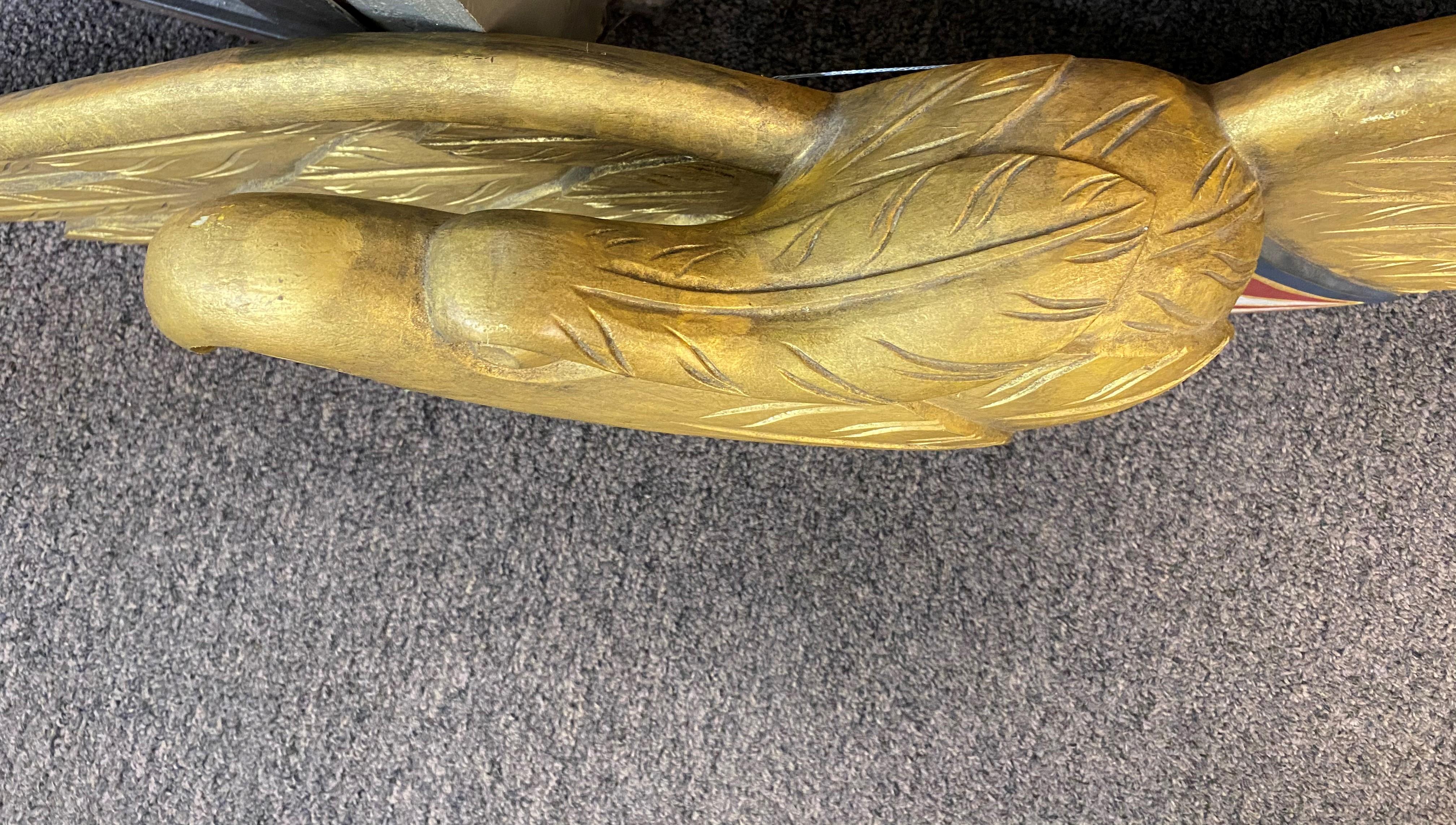 Hand-Carved Carved & Gilt Wooden Bellamy Style Eagle Wall Plaque by Paul White, Cape Cod MA