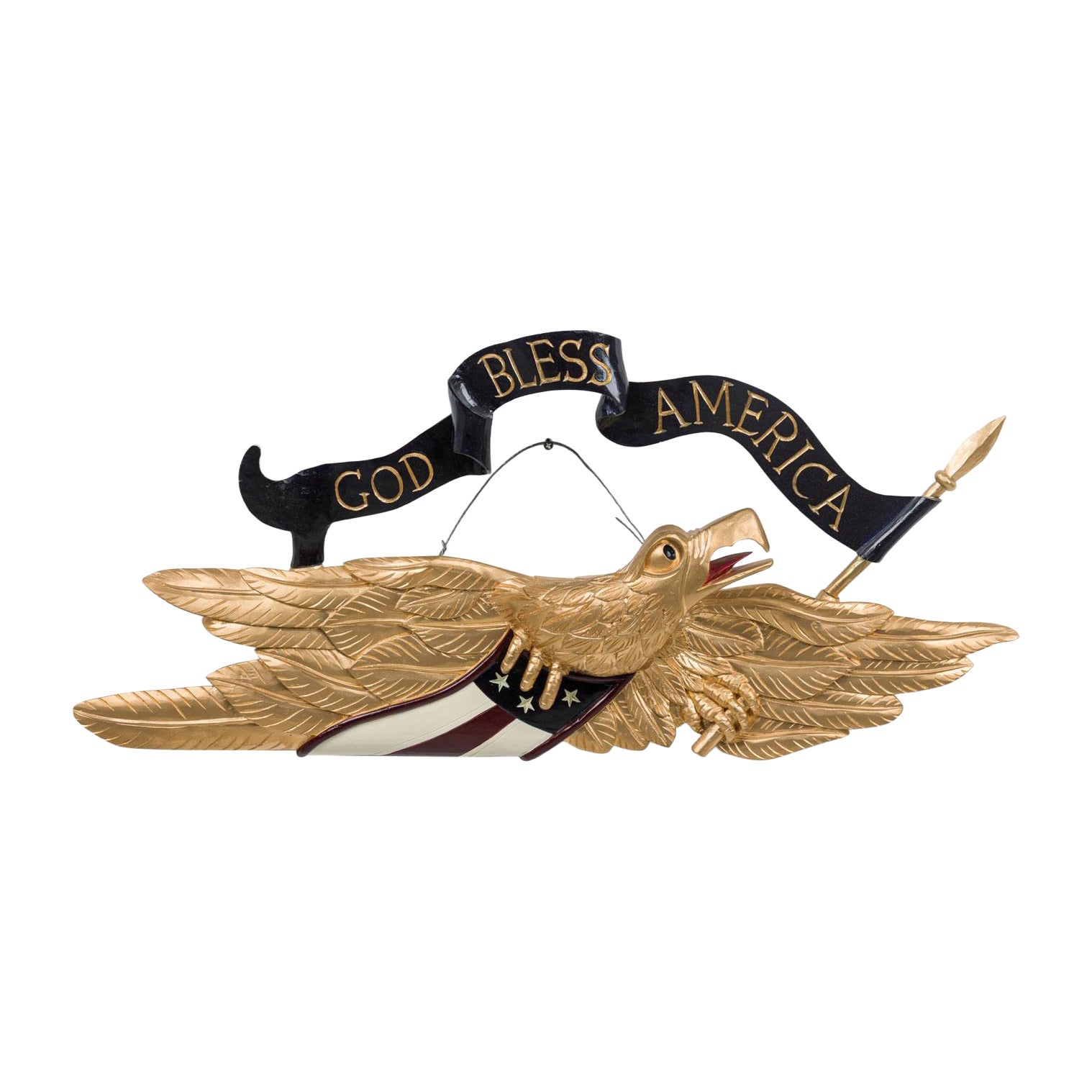 Carved Gilt Wooden Eagle Wall Hanging