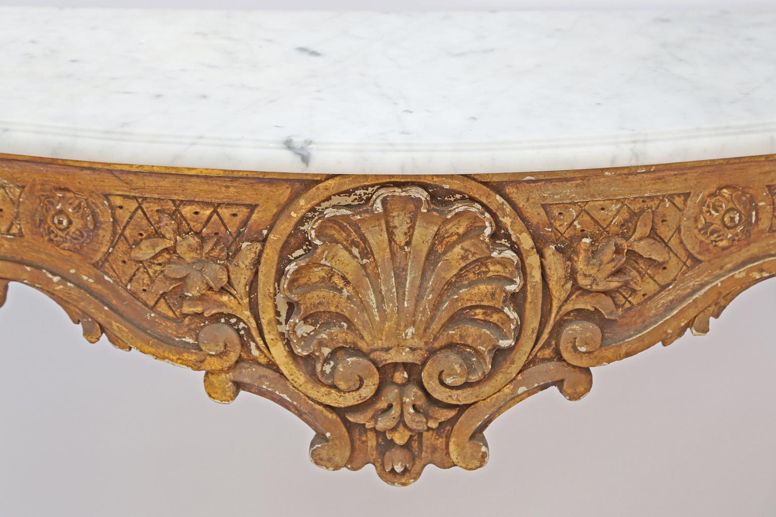 Carved Giltwood 18th Century French Console with Marble Top 6