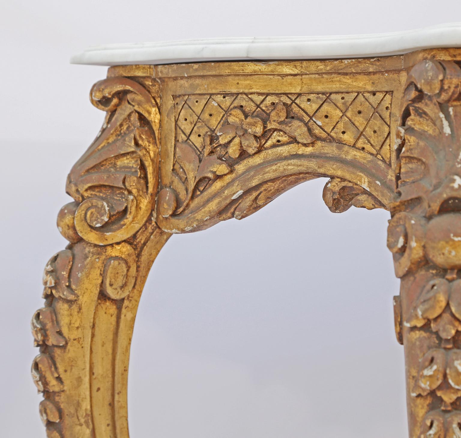 Carved Giltwood 18th Century French Console with Marble Top 11