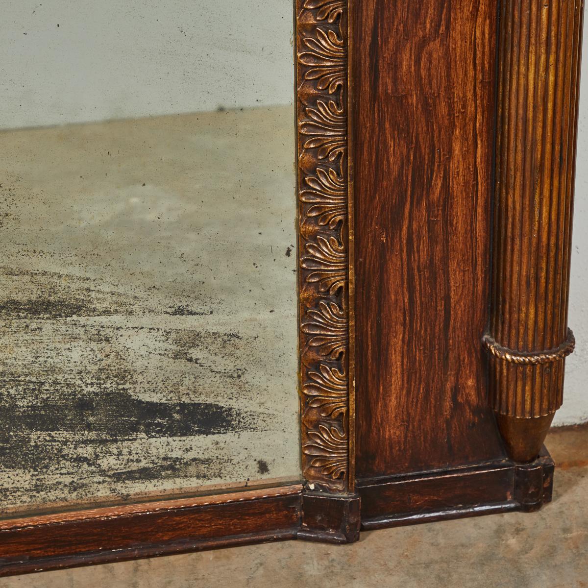 Carved Giltwood and Faux Bois Painted Mirror from Early 19th Century, France For Sale 1