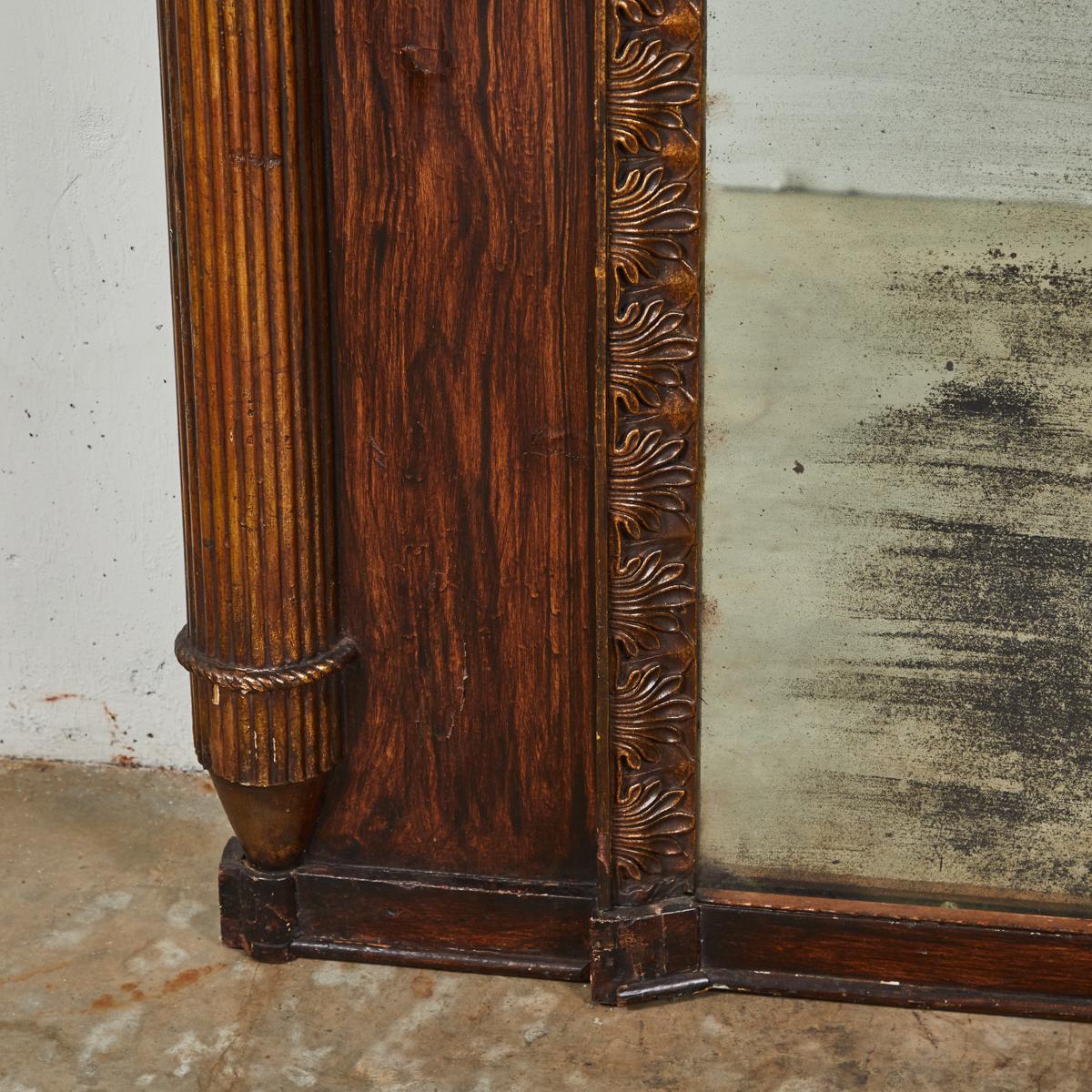 Carved Giltwood and Faux Bois Painted Mirror from Early 19th Century, France For Sale 3