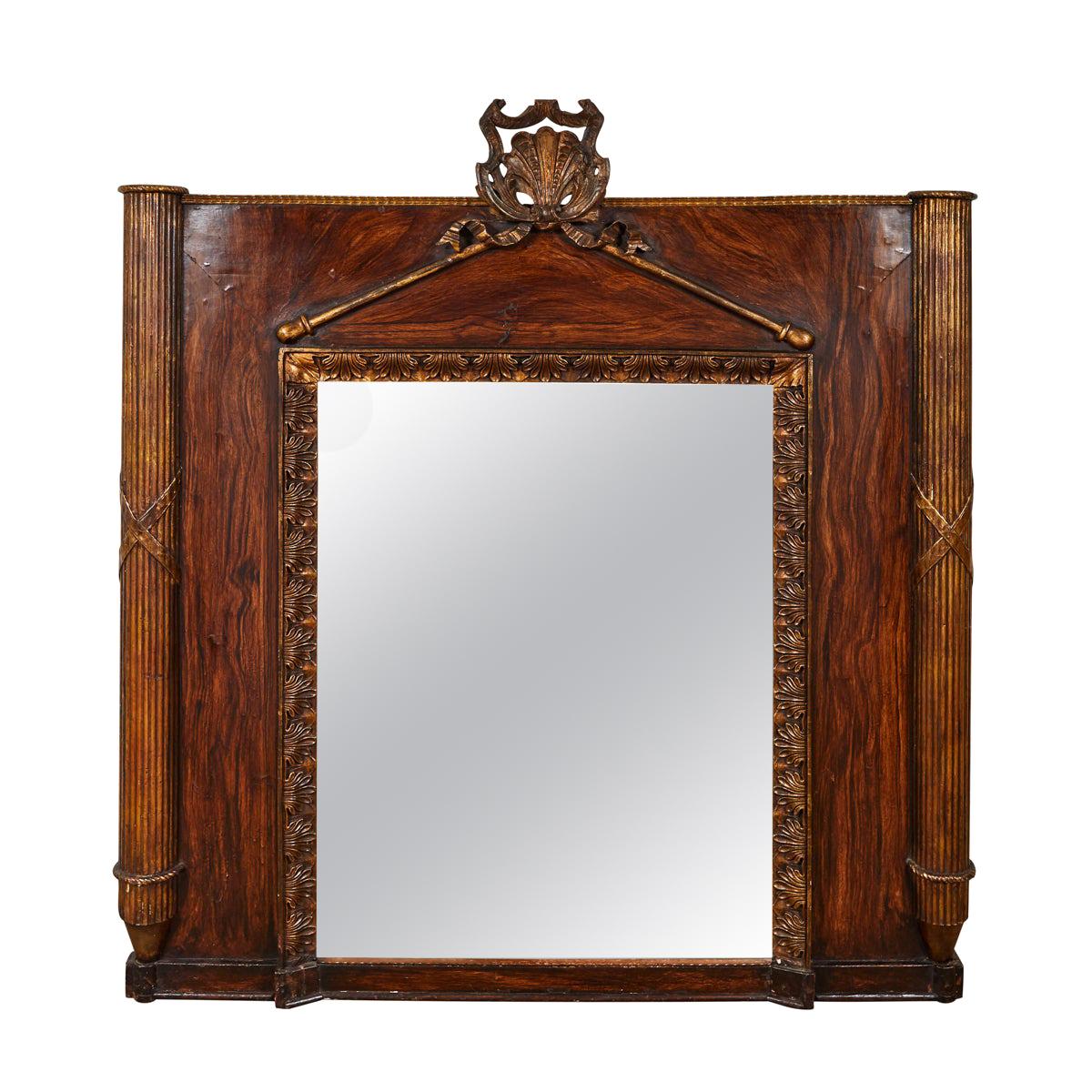 Carved Giltwood and Faux Bois Painted Mirror from Early 19th Century, France