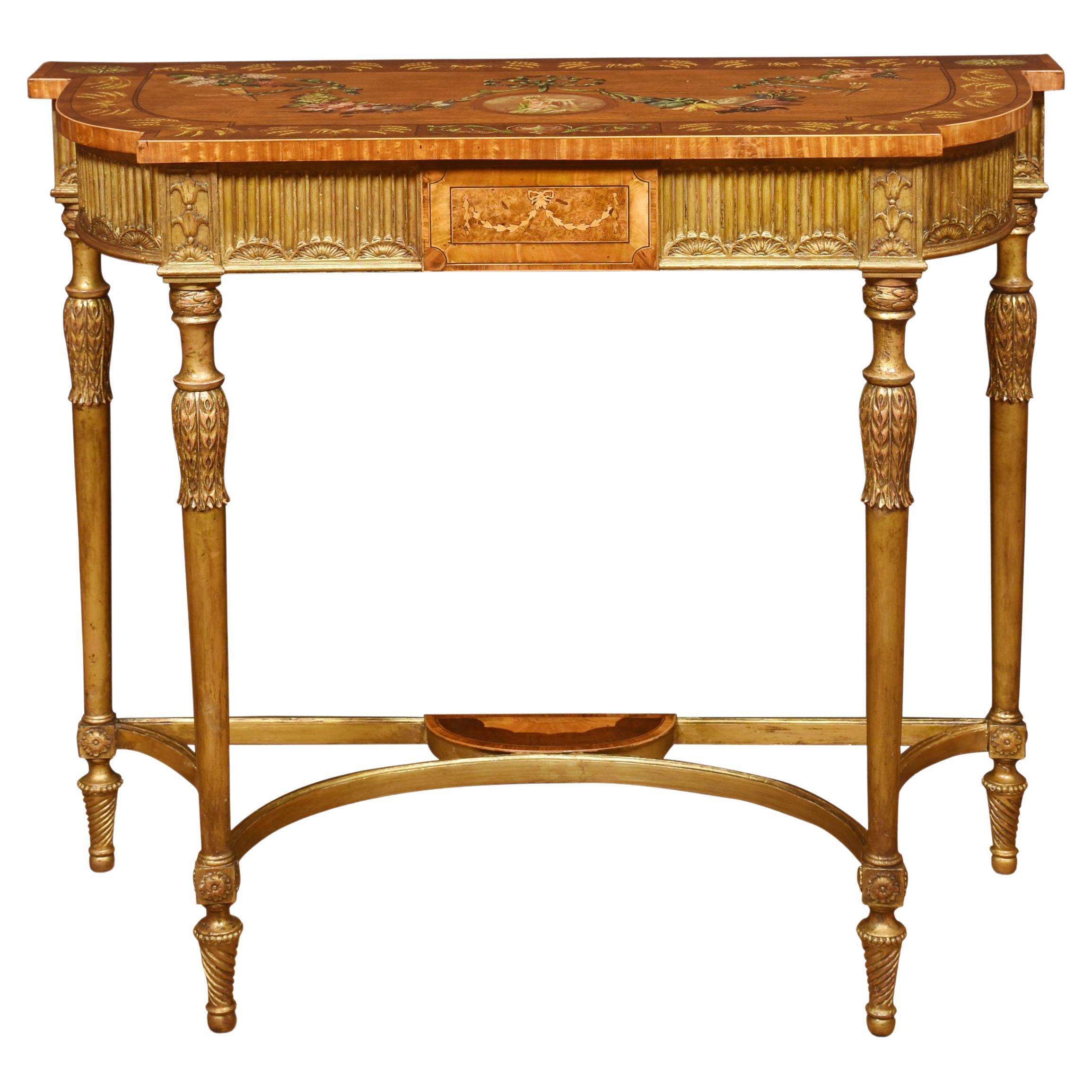 Carved Giltwood and Painted Console Table