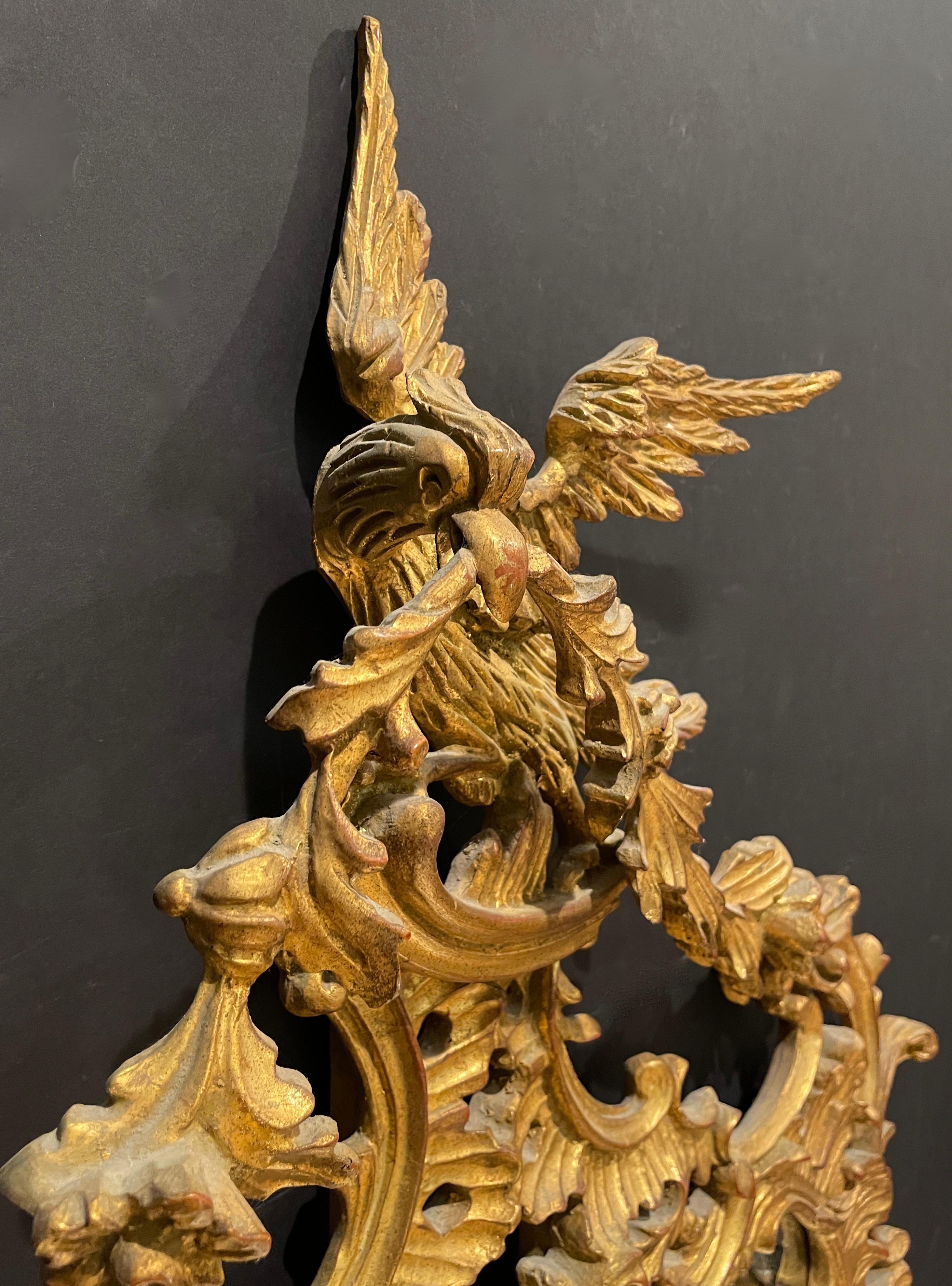 Biseauté Miroir Chippendale Chinoiserie en bois doré sculpté en vente