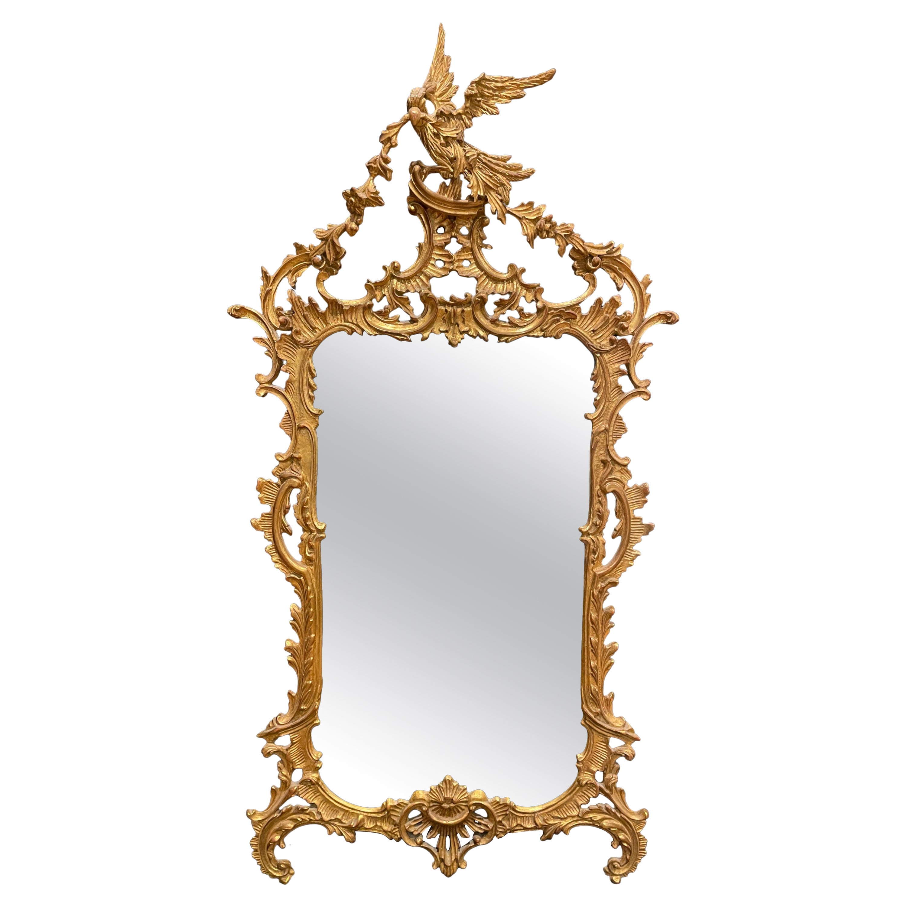 Miroir Chippendale Chinoiserie en bois sculpté et doré