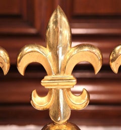 Carved Giltwood Fleur-de-Lys Water Gilt Architectural Fragment on Marble Base