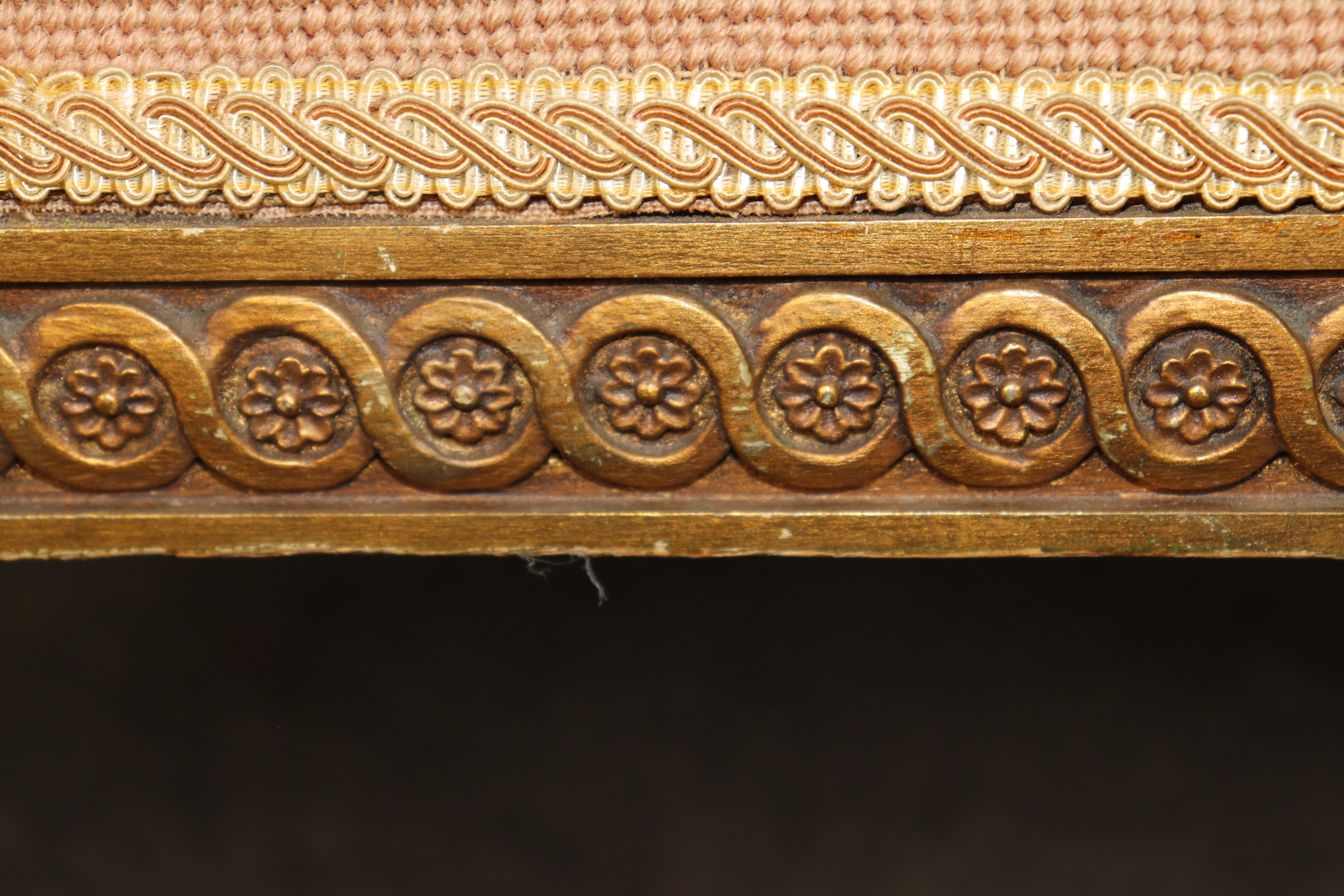 Carved Giltwood French Louis XVI Petit Point and Needlepoint Window Bench For Sale 4
