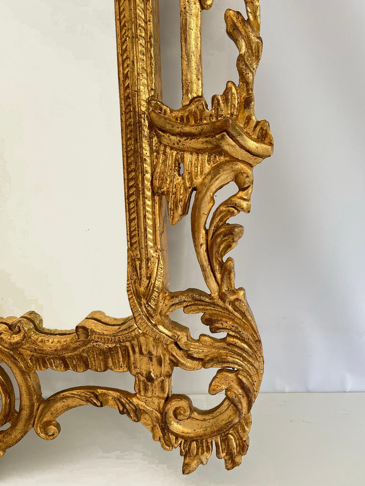 Carved Giltwood George III Style Mirror with Pagoda Pediment For Sale 4