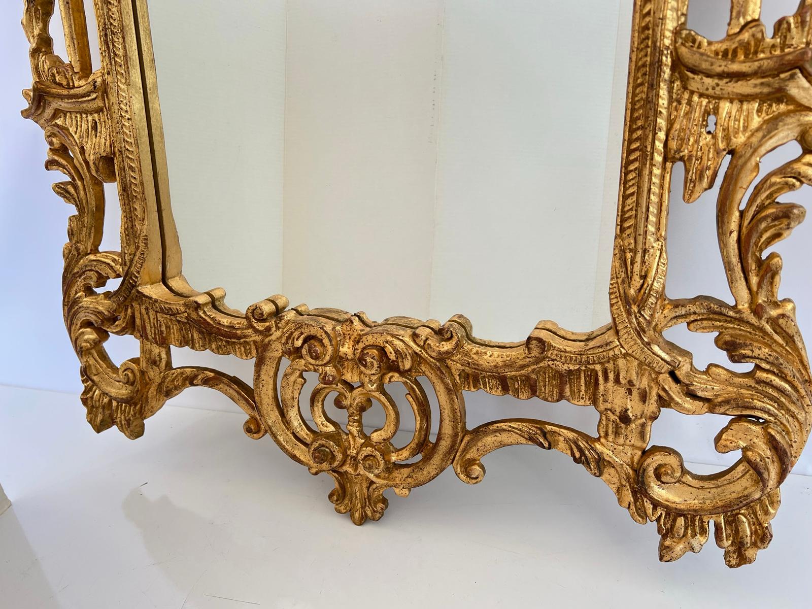 Late 20th Century Carved Giltwood George III Style Mirror with Pagoda Pediment For Sale