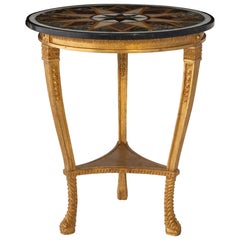 Carved Giltwood Gueridon Side Table with Pietra Dura Top