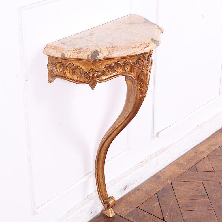 Carved Giltwood Louis XV Style Console Table In Good Condition In Vancouver, British Columbia