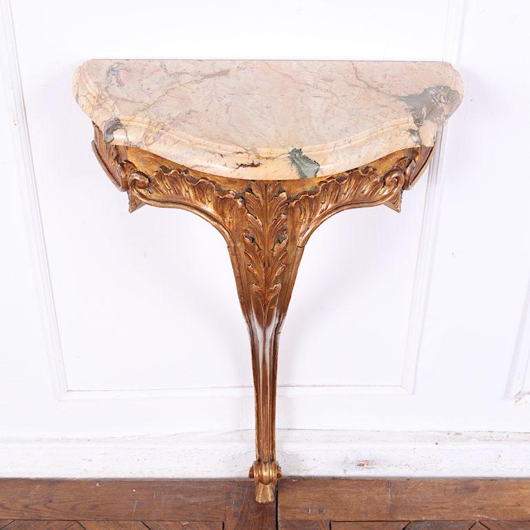 Wood Carved Giltwood Louis XV Style Console Table