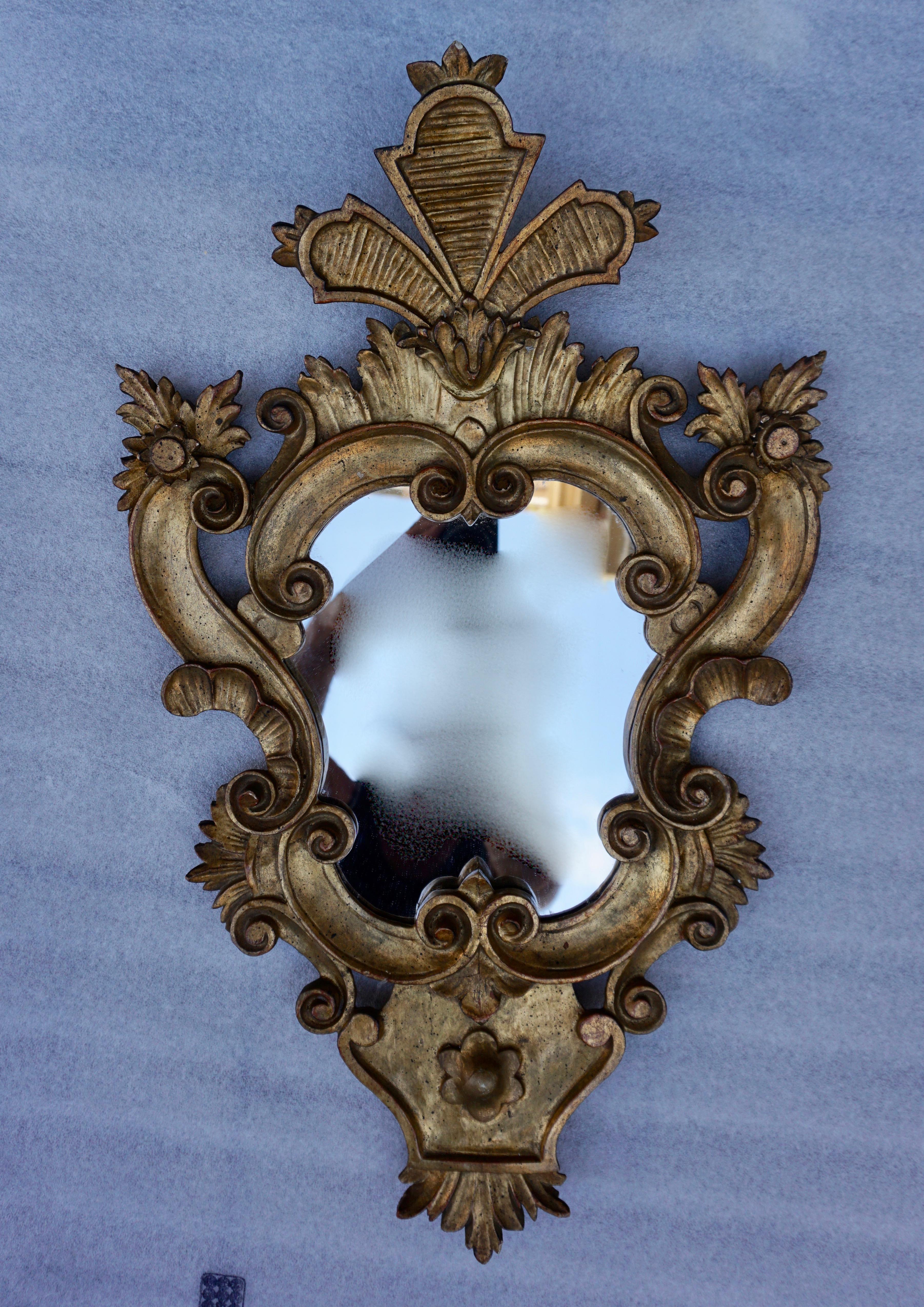 Mid-Century Modern Carved Giltwood Mirror For Sale