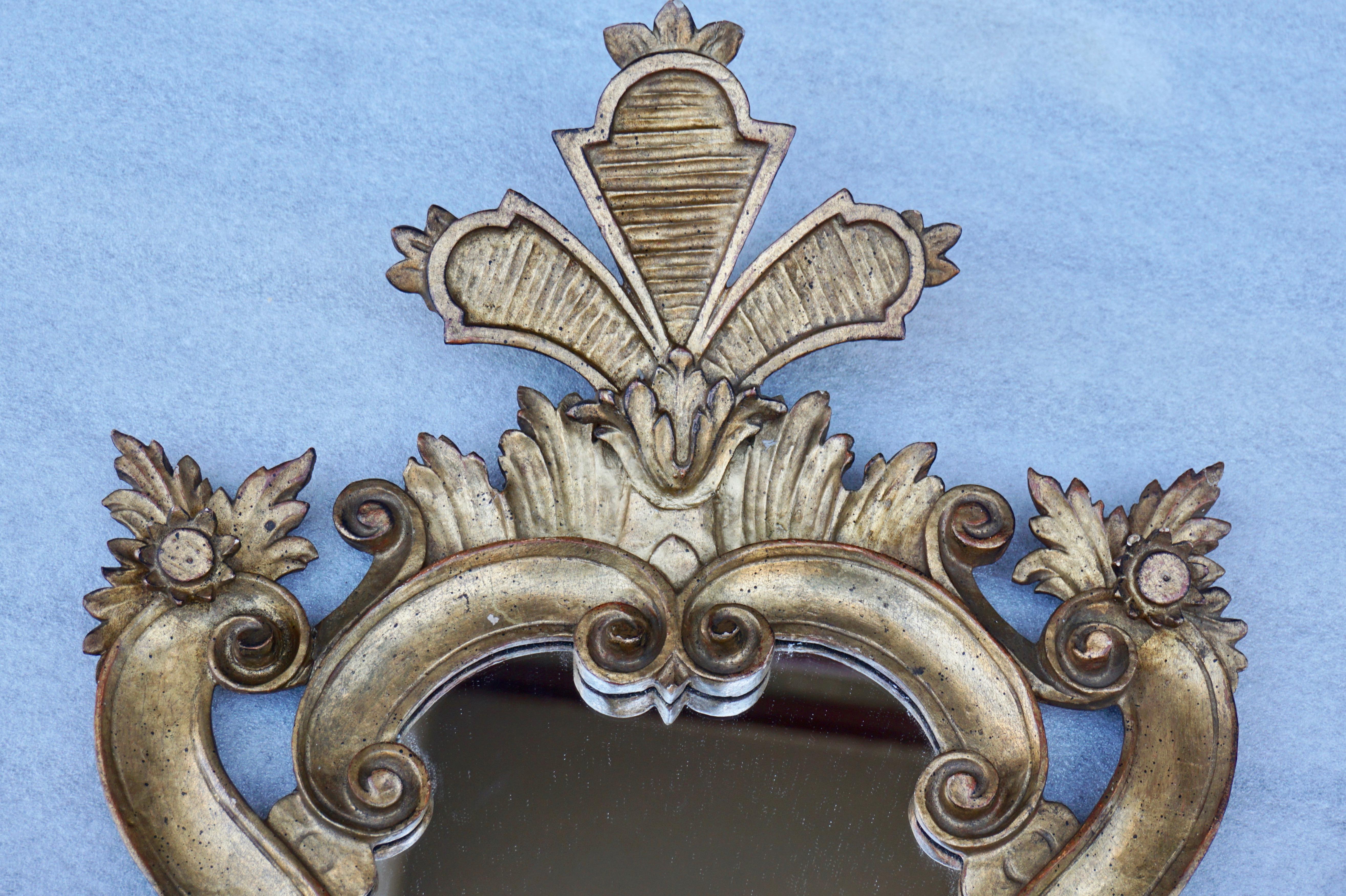 Italian Carved Giltwood Mirror For Sale