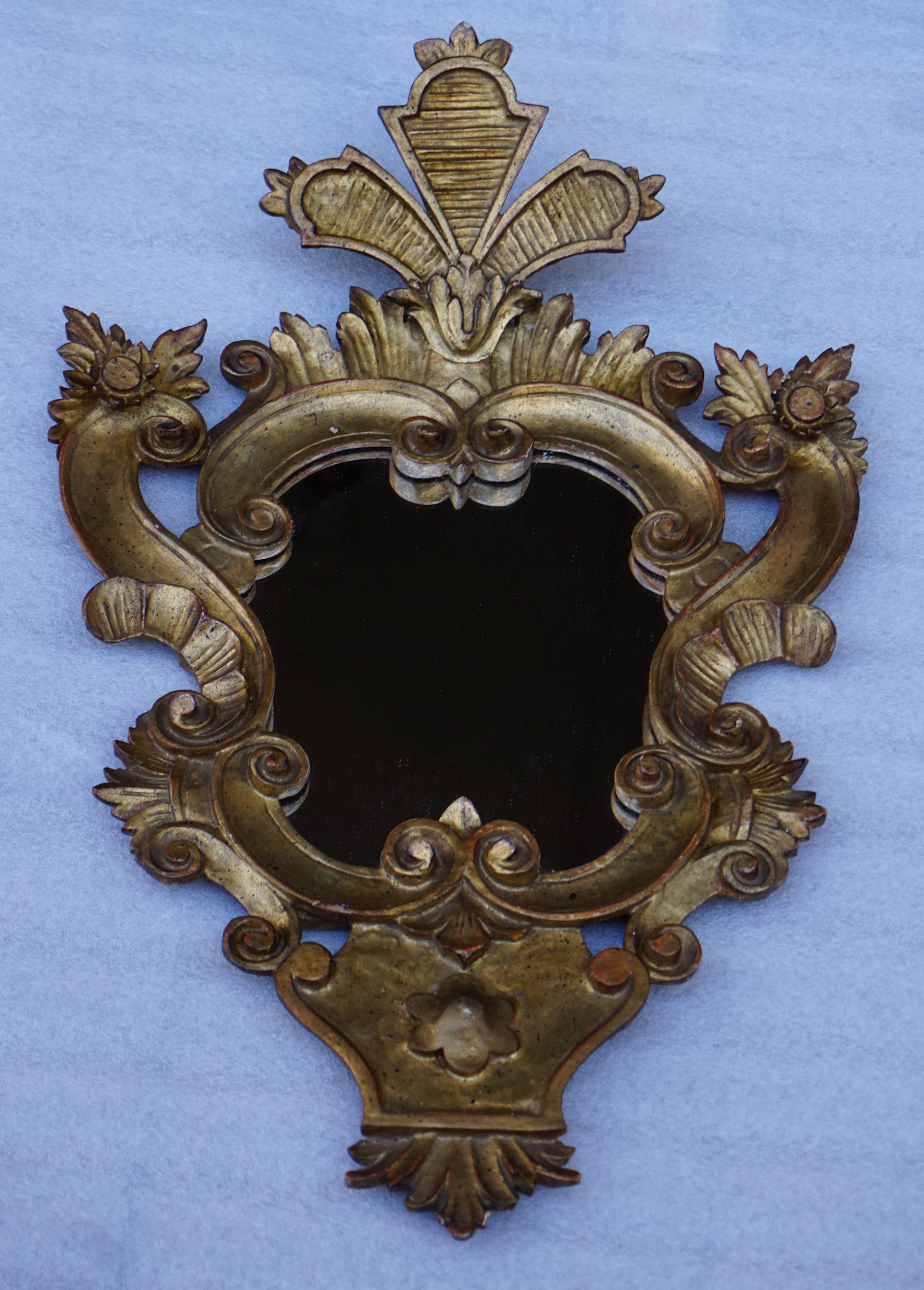 Wood Carved Giltwood Mirror For Sale