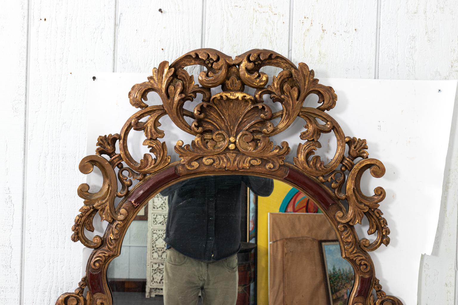 Carved Giltwood Scallop Shell Mirror For Sale 8