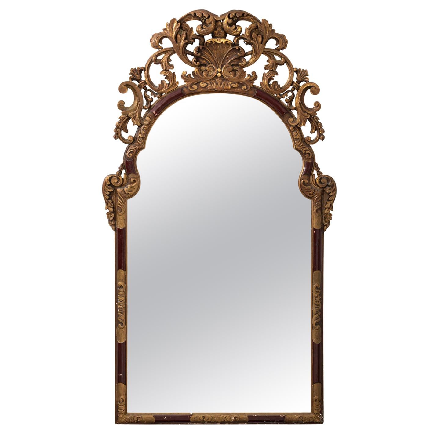 Carved Giltwood Scallop Shell Mirror For Sale