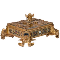 Carved Giltwood, Verre Eglomise, Pastiglia 
Crushed Stone Work Casket, C. 1725