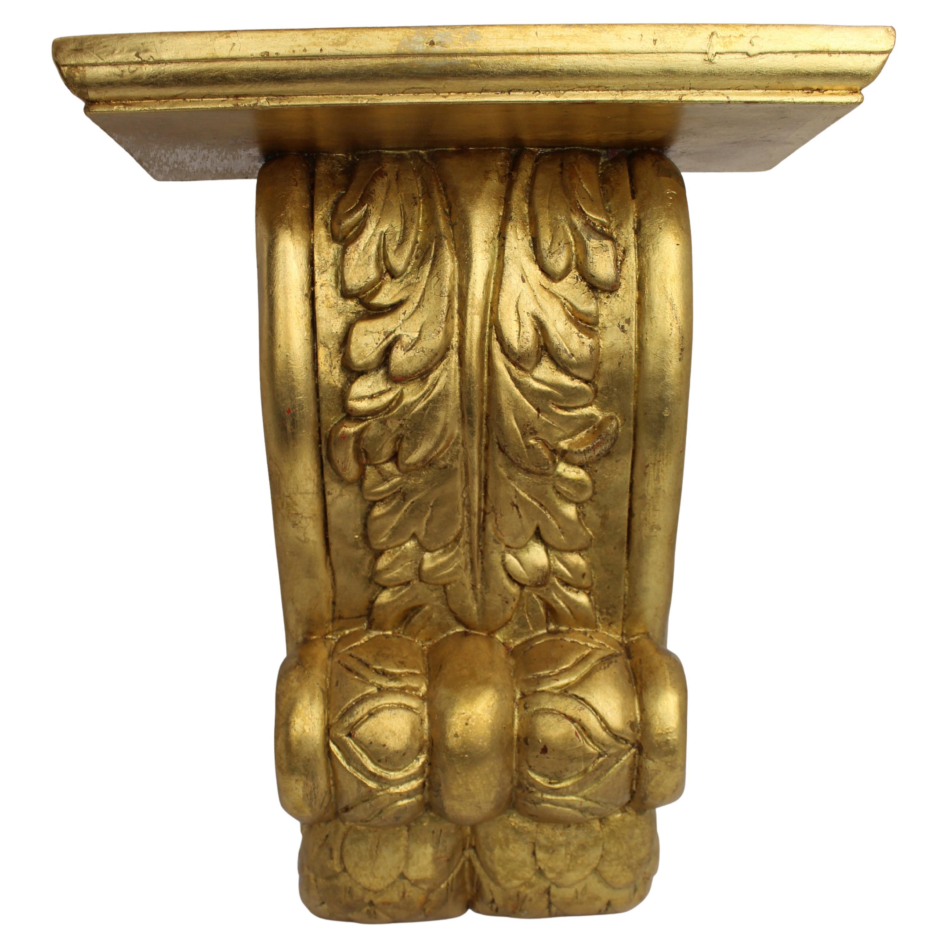 Carved Giltwood Wall Bracket Corbel, Vintage 20th Century