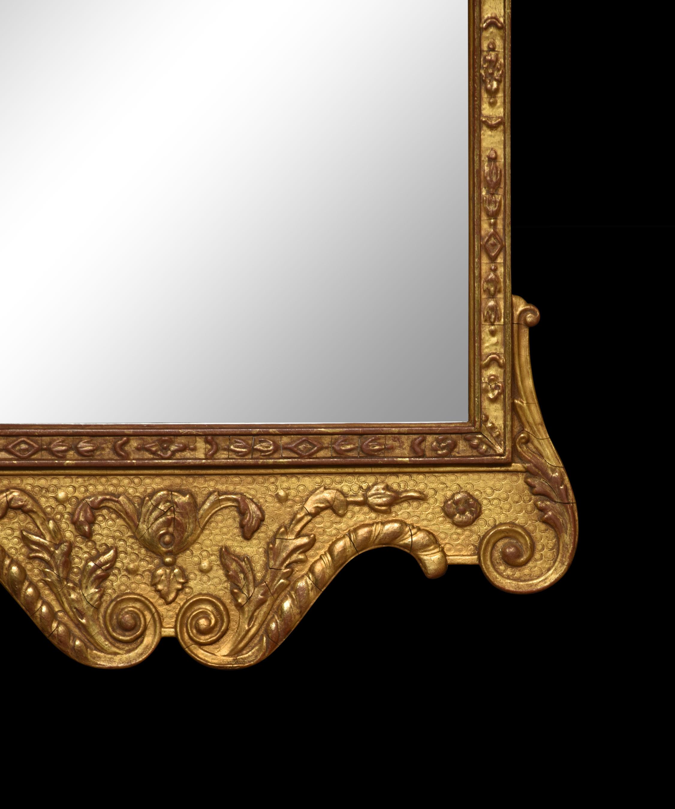 British Carved Giltwood Wall Mirror For Sale
