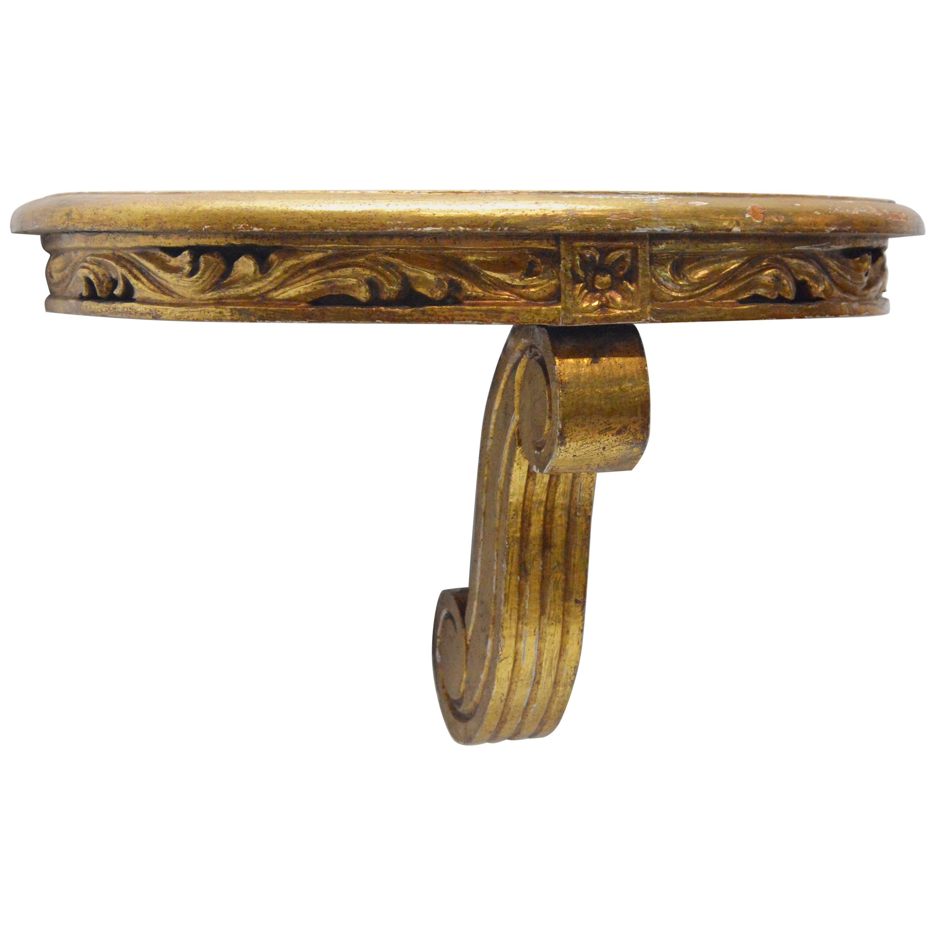 Carved Giltwood Wall Mount Console Shelf For Sale