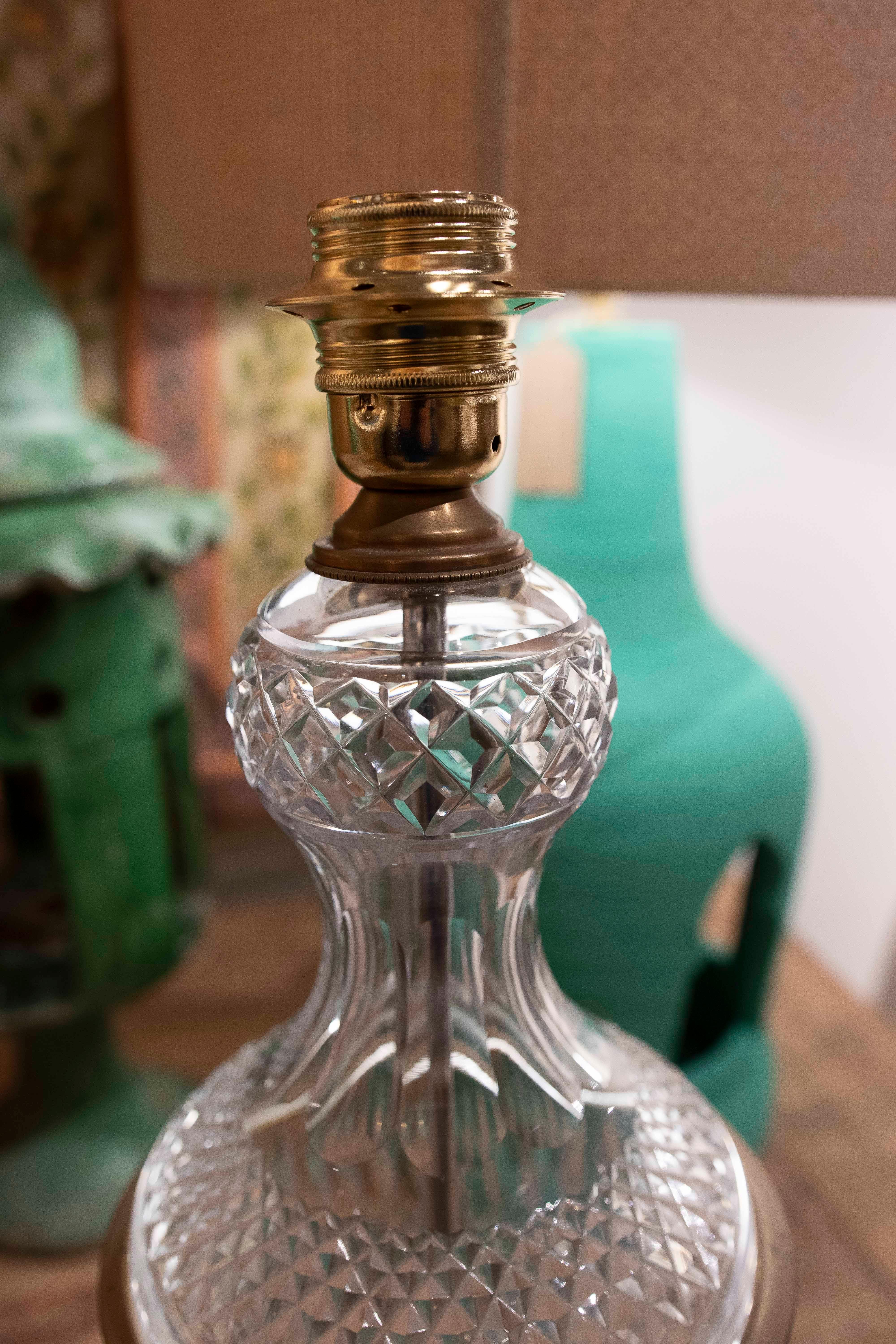 Carved Glass and Bronze Table Lamp For Sale 5