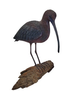 Carved Glossy Ibis Sculpture