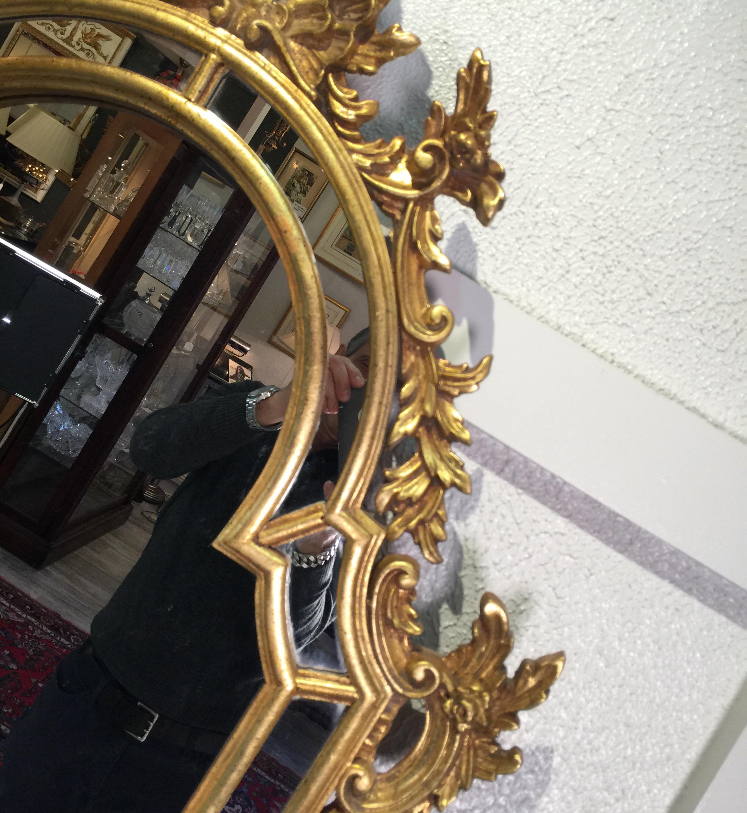 Carved Gold Giltwood Venetian Mirror Made in Italy by La Barge 1