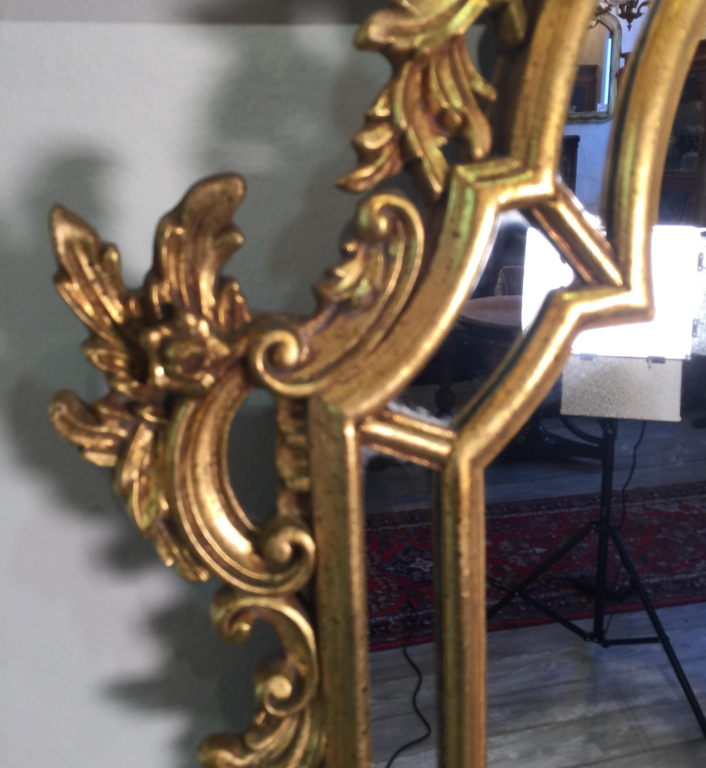 Carved Gold Giltwood Venetian Mirror Made in Italy by La Barge 5
