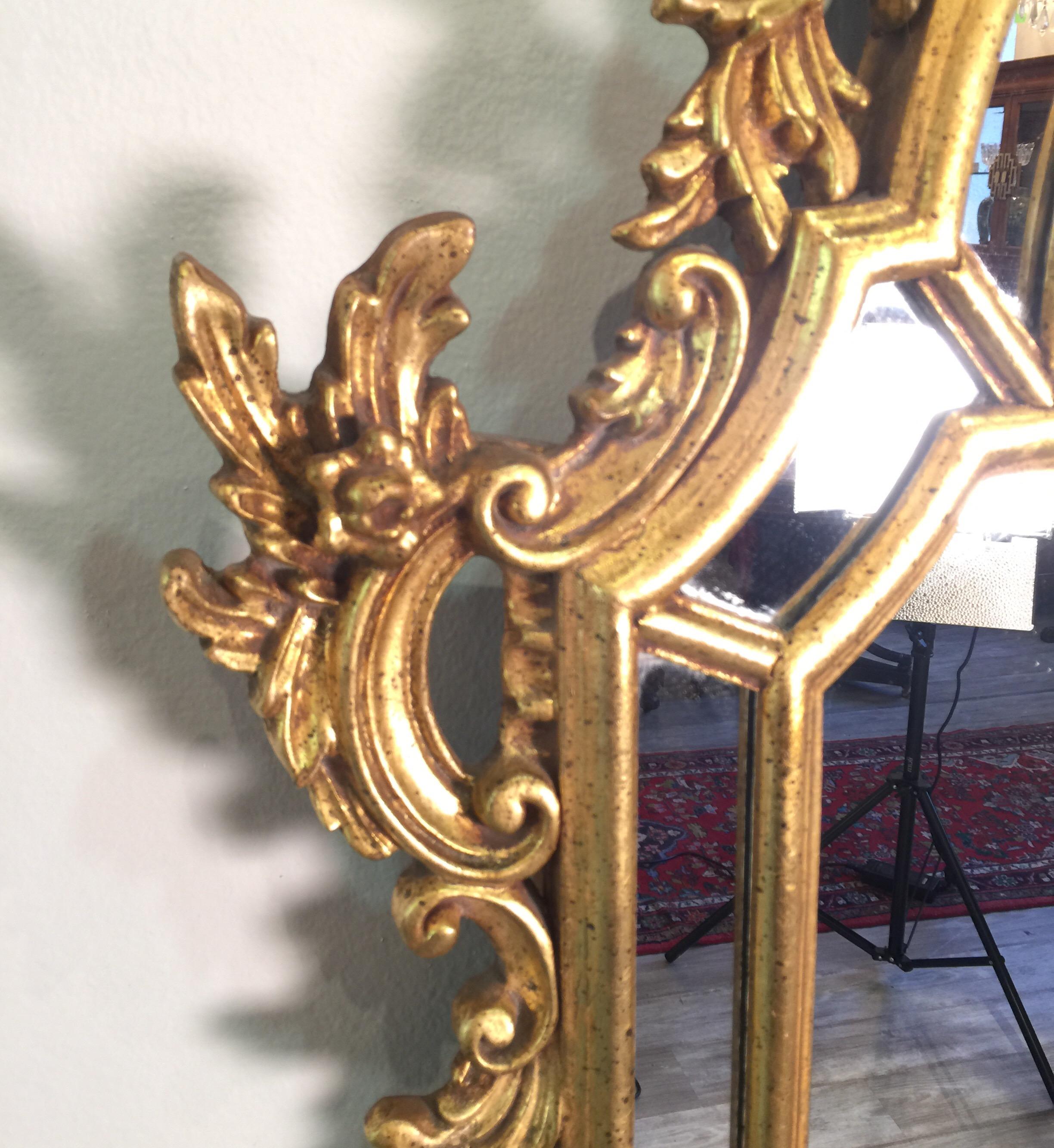 Italian Carved Gold Giltwood Venetian Mirror Made in Italy by La Barge