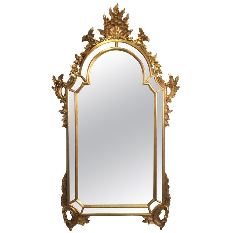 Carved Gold Giltwood Venetian Mirror Made In Italy By La Barge For At 1stdibs Carved Gold Giltwood Venetian Mirror, La Barge Mirrors