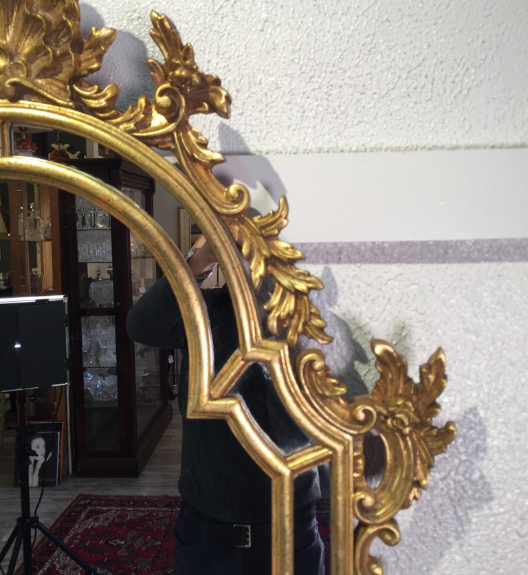 Carved Gold Giltwood Mirror Made in Italy by La Barge For Sale