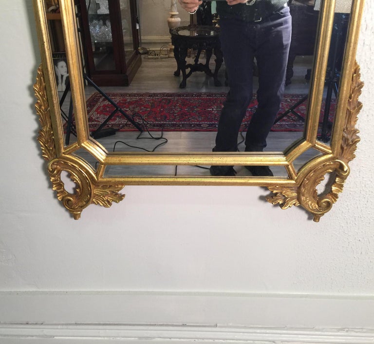 Carved Gold Giltwood Mirror Made in Italy by La Barge For Sale