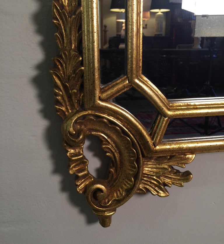 Carved Gold Giltwood Mirror Made in Italy by La Barge For Sale