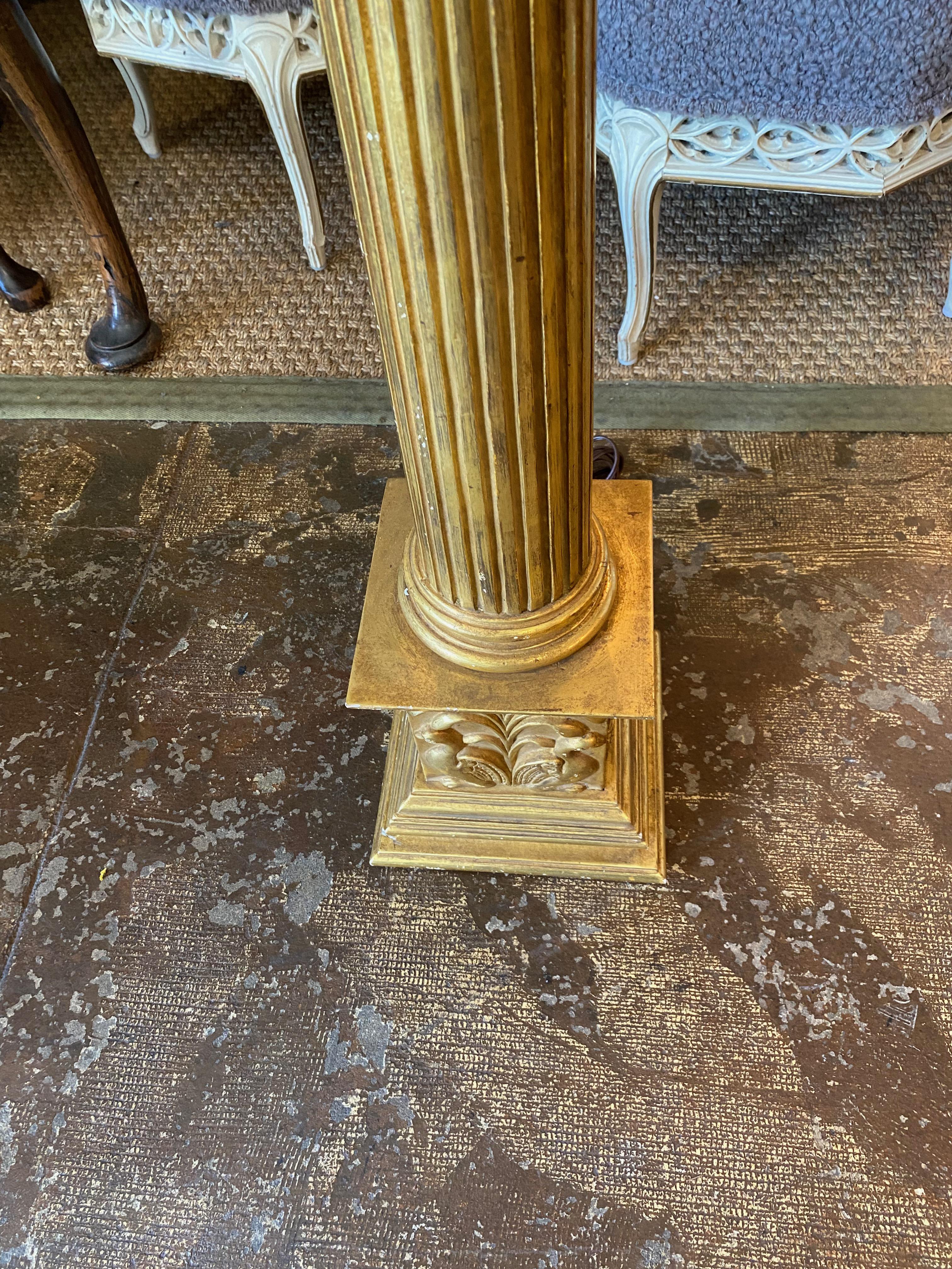 Hand-Carved Carved Gold Leafed Floor Lamp