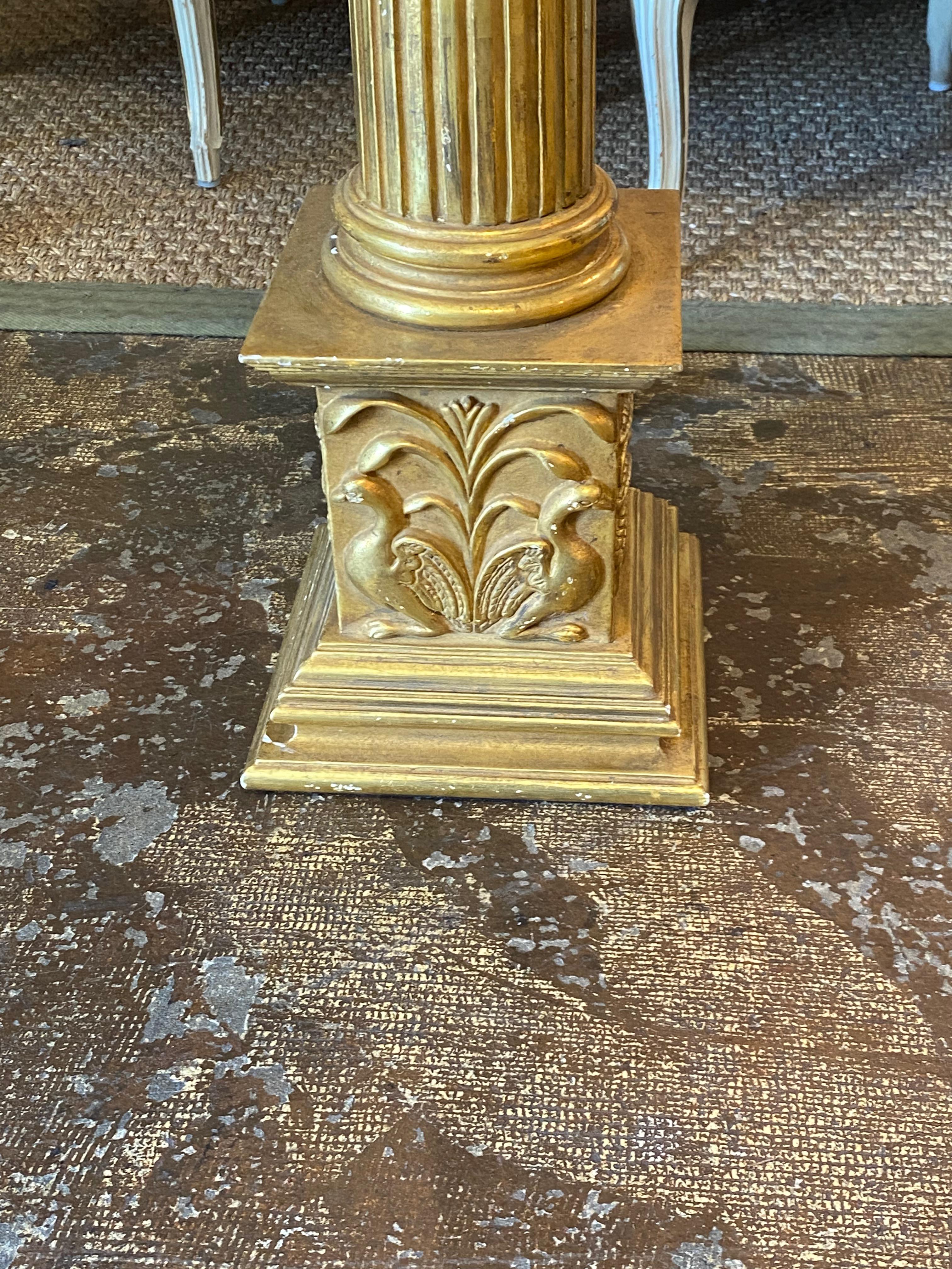 Carved Gold Leafed Floor Lamp In Good Condition In Pasadena, CA