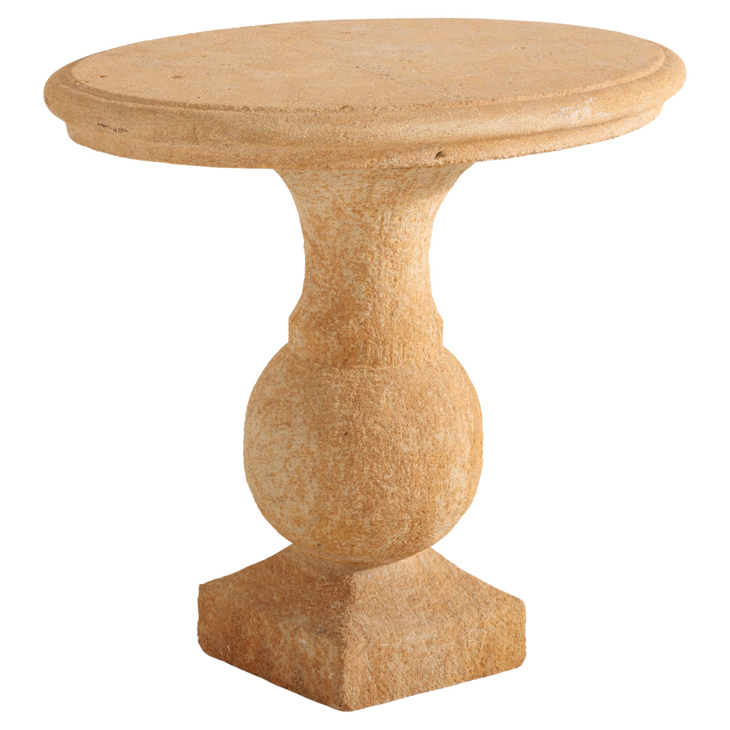 Hand-Carved Golden Cotswold Limestone Side Table, England, Circa 2020
